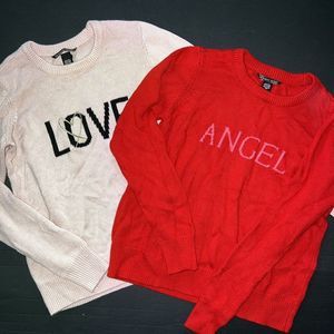 Victoria's Secret XS,S KNIT SWEATER PULLOVER LOT RED PINK ANGEL LOVE black Gold